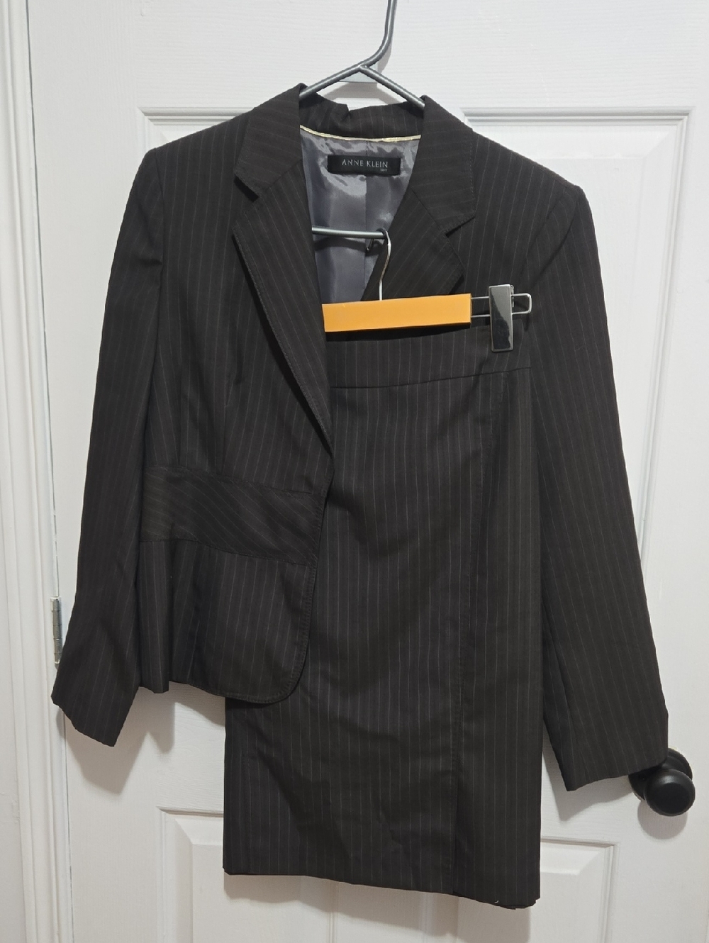 Anne Klein Women's Charcoal Pinstripe Skirt Suit